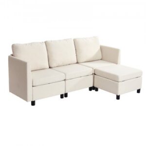 Mooduldiivan, 3-kohaline, peidetud panipaigaga, helebeež