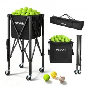 Kokkupandav tennisepallide korv ratastel, 150 palli, alumiiniumisulamist