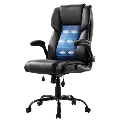 Johtava toimistotuoli käännettävillä käsinojilla, musta