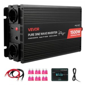 1500 W vooluinverter, 12 V alalisvoolust 230 V vahelduvvooluks puhas siinusinverter