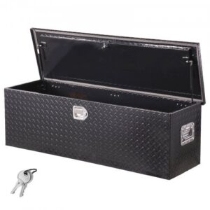 Alumīnija kravas auto instrumentu kaste, dimanta rakstu, sānu rokturi un slēdzenes atslēgām, melna, 1244,6 x 381 x 381 mm