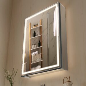Veidrodinė vonios spintelė su LED apšvietimu , 50 x 70 cm, montuojama į sieną arba ant sienos