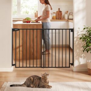 Lastevärav treppidele, reguleeritava laiusega 778-1210 mm, 920 mm kõrge koeravärav, ilma alumise ristlatita, must