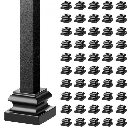 Alumīnija sakausējuma balustrādes pamatnes kāpnēm, 13 mm kvadrātveida balustrādēm, satīna melna, 50 gab.