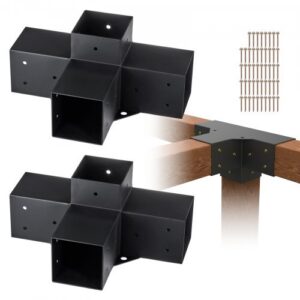 Pergolas kronšteinu komplekts 10,2 cm x 10,2 cm, iekšējais izmērs 9,1 cm x 9,1 cm, 2 gab., 4 virzienu stūra kronšteins