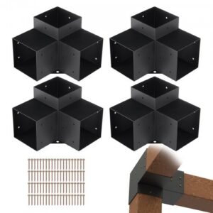 Pergolas kronšteinu komplekts 6 x 6, 4 gab., 3 virzienu stūra kronšteini