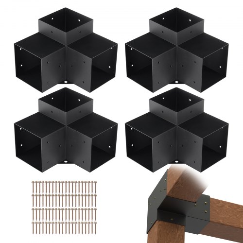 Pergolas kronšteinu komplekts 6 x 6, 4 gab., 3 virzienu stūra kronšteini