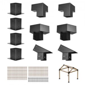Pergolas stiprinājumu komplekts, 10 x 10 cm smailā jumta pergolas kronšteini 92 x 92 mm kokmaterāliem, 14 gab.