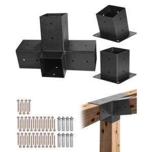 Pergolas stiprinājumu komplekts, 10 cm 4 virzienu slīps kronšteins 92 x 92 mm koka sijām