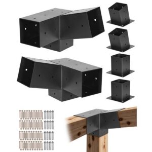 Pergolas stiprinājumu komplekts, 92 x 92 mm koka sijām paredzēti 3 virzienu slīpie kronšteini, 2 gab.