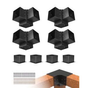 Pergolas kronšteinu komplekts 15 x 15 cm, iekšējais izmērs 142 x 142 mm, 4 gab. 3 virzienu stūra kronšteini