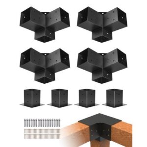 Pergolas kronšteinu komplekts, 4 gab., 3 virzienu izturīgs stūra kronšteins, 10 x 10 cm, iekšējais izmērs 92 x 92 mm