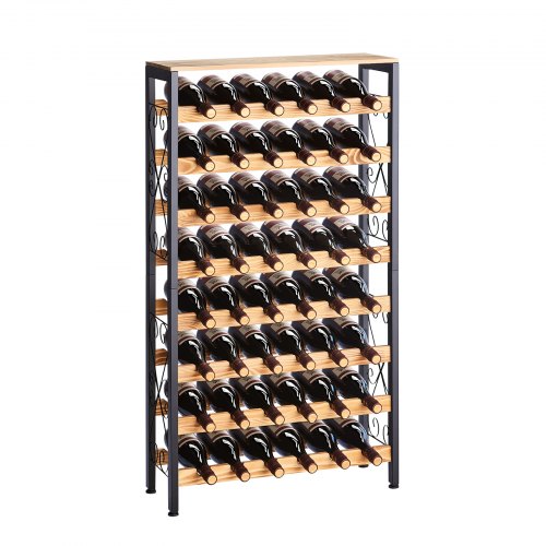 Laisvai pastatoma vyno lentyna , 48 buteliams, 8 aukštų, geležis ir pušies mediena, 66 x 24 x 119 cm
