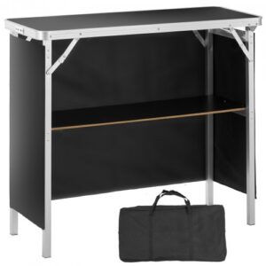 Kannettava messutiski, 97,5 × 38,5 × 87 cm, kokoontaitettava myyntipöytä hyllyllä ja kantolaukulla