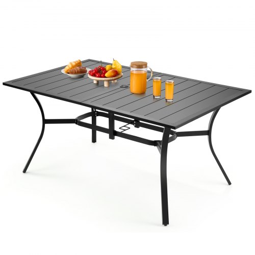 Lauko valgomojo stalas , plieninis, juodas, 150 x 96 x 73 cm