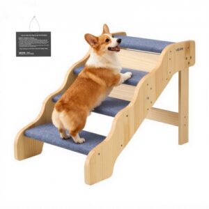 Puidust lemmikloomatrepp, 4 astet, 74 x 43 x 50 cm, kuni 68 kg