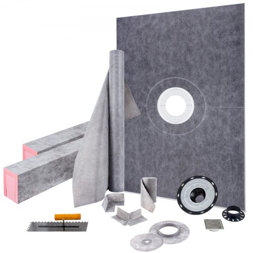 Dušo bortelio rinkinys 38" x 60" su 4" PVC centrine sujungimo flanšu ir 4" nerūdijančio plieno grotelėmis