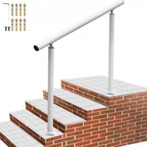 Välitrepi käsipuu, 121 cm, valge, reguleeritav 0 kuni 45 kraadi