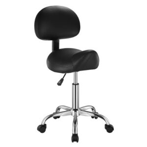 Ergonomiška balno formos kėdė su atlošu ir ratukais, reguliuojamo aukščio, juoda