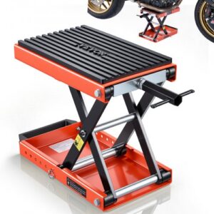 Motociklo keltuvas, 680 kg žirklinis kėliklis su plačia platforma ir fiksavimo kaiščiu, 105–350 mm