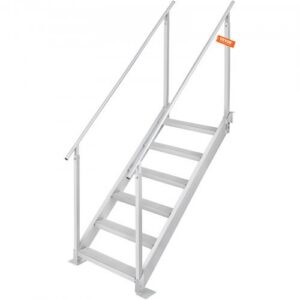 Aliuminė prieplaukos kopėčios valtims, reguliuojamo aukščio 109,2-129,5 cm, 6 pakopos