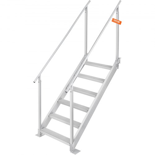 Alumīnija piestātnes kāpnes laivai, regulējams augstums 109,2-129,5 cm, 6 pakāpieni