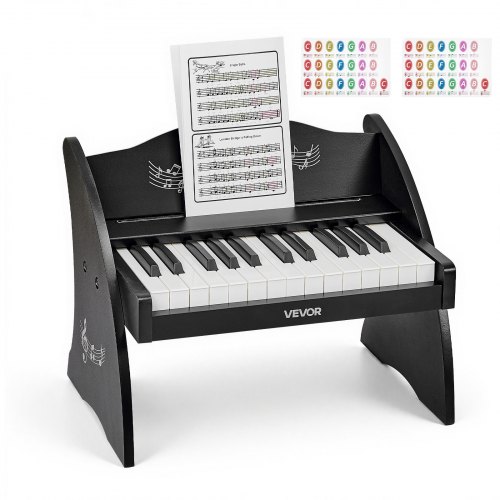 Vaikiškas pianinas, 25 klavišų medinis skaitmeninis pianinas, juodas