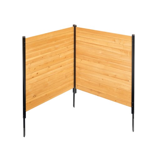 Koka privātuma žogs, 97 cm x 107 cm, 2 paneļu žogs ar metāla mietiem