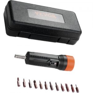 1/4" sukimo momento atsuktuvas, 10–70 in-lbs, 12 antgalių ir dėklas