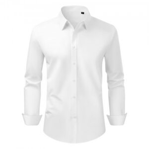 Meeste nööpidega särk, pikkade varrukatega, kortsumiskindel, slim fit, valge