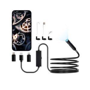 Endoskoobikaamera valgustiga, 1920P HD boreskoop Androidile ja iOS-ile, 8 LED, 3 m pooljäiga kaabliga, 2X suum, IP67
