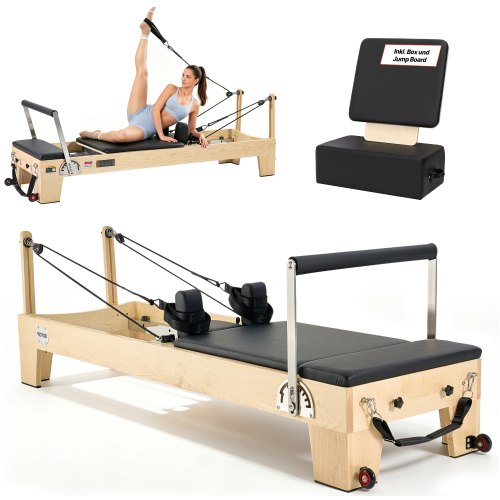 Pilates reformeris, medinis treniruoklis namams ir studijai, su sėdėjimo dėže, iki 181 kg