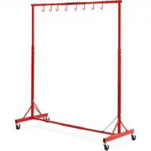 Värvimisriiul, reguleeritav kõrgus 1,5-2,1 m, kandevõime 30 kg, 8 konksu, 4 pöörleva rattaga