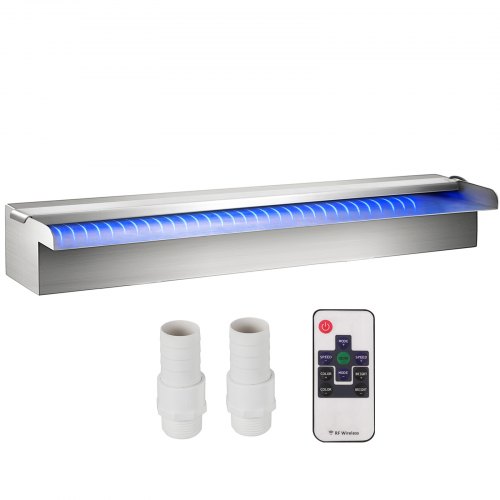 Nerūdijančio plieno baseino krioklio spillway su LED juosta, 60 x 11,5 x 8 cm