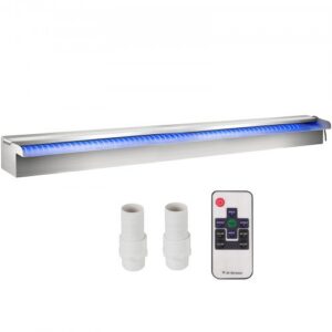 90 cm x 11 cm x 7,9 cm roostevabast terasest dekoratiivne veekosk koos LED-valgusribaga aeda, tiiki, sise- ja välistingimustesse
