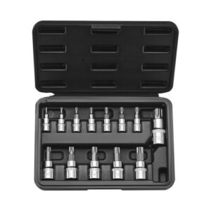 Torx-bitipesade komplekt, 13-osaline, T8–T60, 6,35 mm, 9,5 mm ja 12,7 mm ajamitele