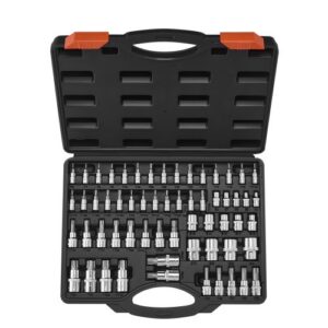 60 dalių Torx ir išorinių Torx antgalių galvučių rinkinys, T6–T70, TT6–TT70, TP8–TP60, E4–E24, S2 ir Cr-V plienas, 6