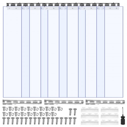 PVC juostinė užuolaida , skaidri, 6 vnt., 210 x 96 cm, 2 mm