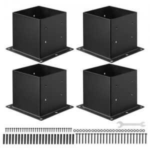 4x4 posti alus, 4 tk, 92 x 92 mm, süsinikterasest terrassipostide kinnitused, must