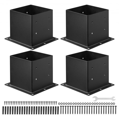 4x4 staba pamatne, 4 gab., 92 x 92 mm, oglekļa tērauda terases stabu kronšteini, melns