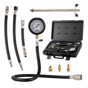 Kompresijos testerio adapterių rinkinys, 9 dalių, 0–300 psi, su ilgo pasiekiamumo žarnomis ir dėklu