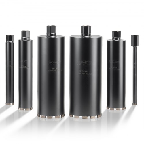 6 dalių gręžimo karūnų rinkinys, 25,4–152,4 mm, 356 mm gylis, 1-1/4 in-7 vidinis sriegis