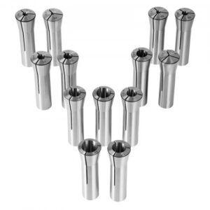 13-osaline täpne R8 tsangide komplekt, 3,2 mm kuni 22,2 mm, 45# freesi tsangipadrun, 30 μm TIR, 13 märgistatud hoiukarpi