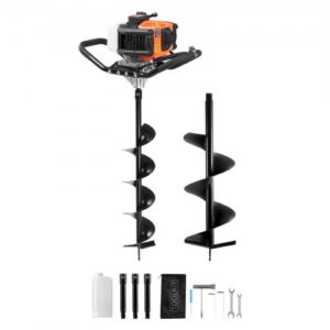 Bensiinimootoriga mullapuur D52-F, 52 cc, 1450 W, 2 puuri ja 3 pikendusvardaga, oranž + must