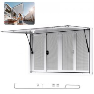 Kioska logs 135 x 84 cm, alumīnija sakausējuma apkalpošanas logs ēdināšanas furgonam