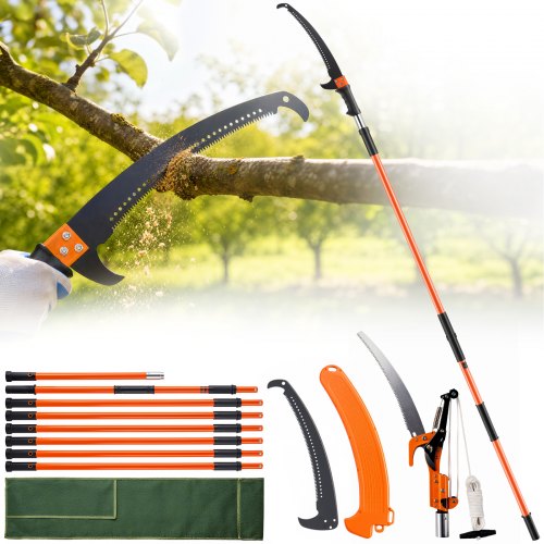 Manuāls teleskopiskais zāģis zariem, 2,24–8,24 m, stiklašķiedras kāti, modelis RZYLG-2