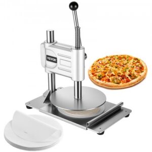 Käsitsi pizza tainapress, 24 cm pressplaadiga, käepidemega ja 100 pärgamentpaberit