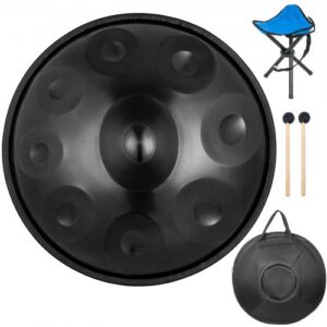 Pruun harmooniline handpan trumm D-duuri 9 noodi, 56 cm terastrumm koos pehme kandekotiga