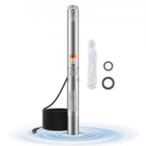 Sügavpuurkaevu sukelpump 1100 W, 230 V, 100 l/min, 75 m, 20 m kaabel, roostevaba teras