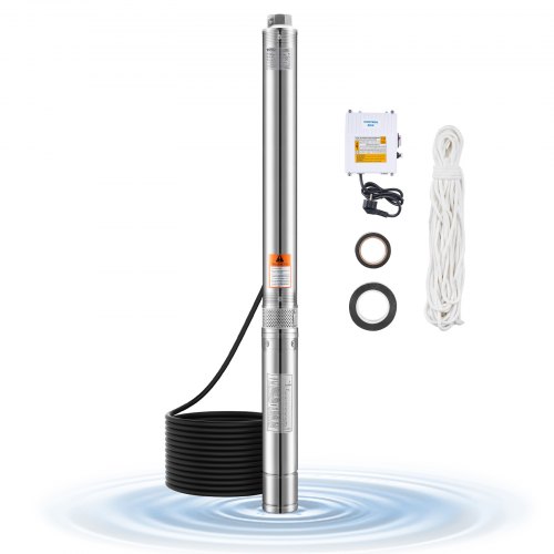 Syväkaivon uppopumppu 910 W, 230 V, 100 l/min, 53 m, 20 m johto, ruostumaton teräs